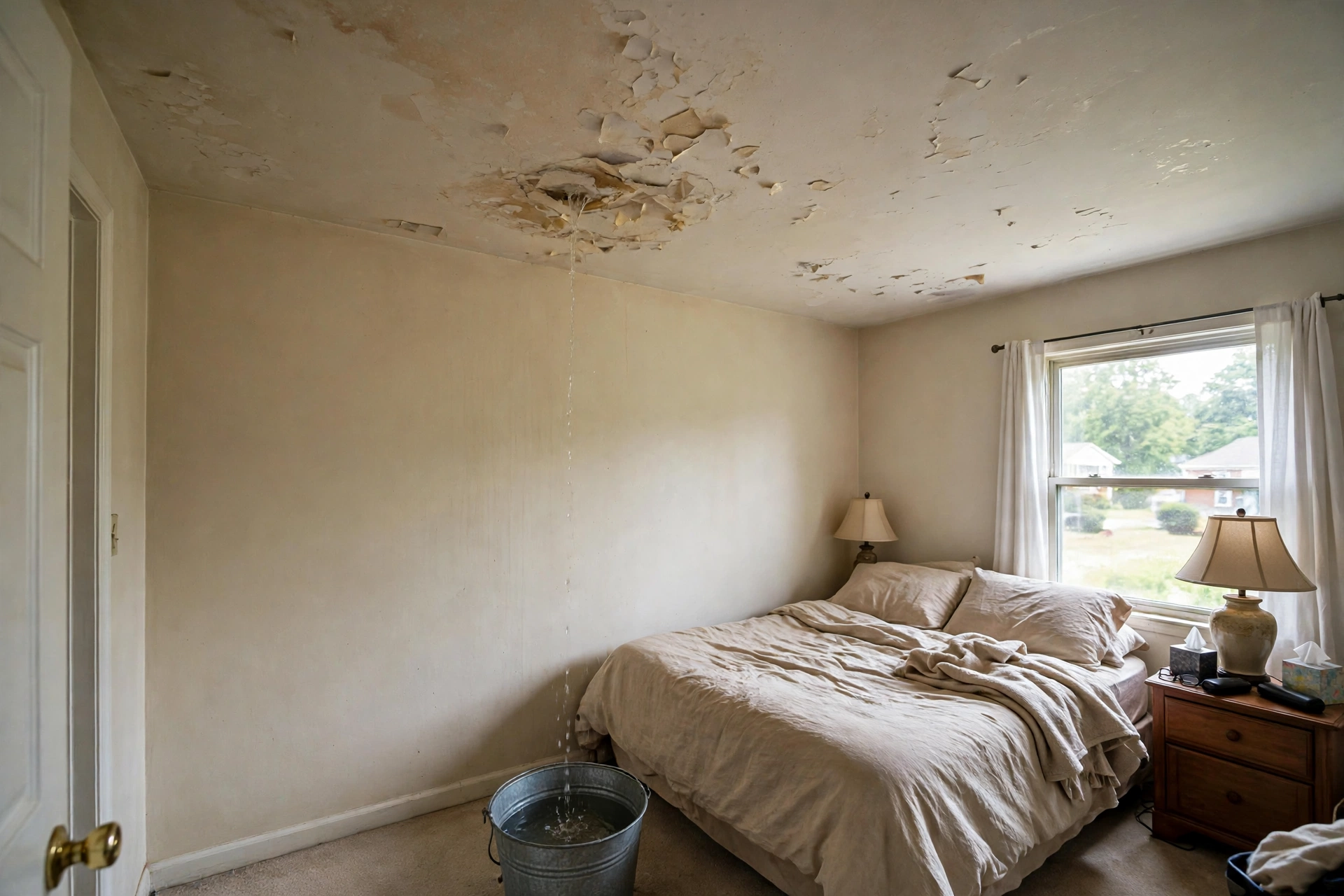 Before photo,  Ceiling and Wall Water Damage in Melford, by Bowie Water Damage Restoration Company