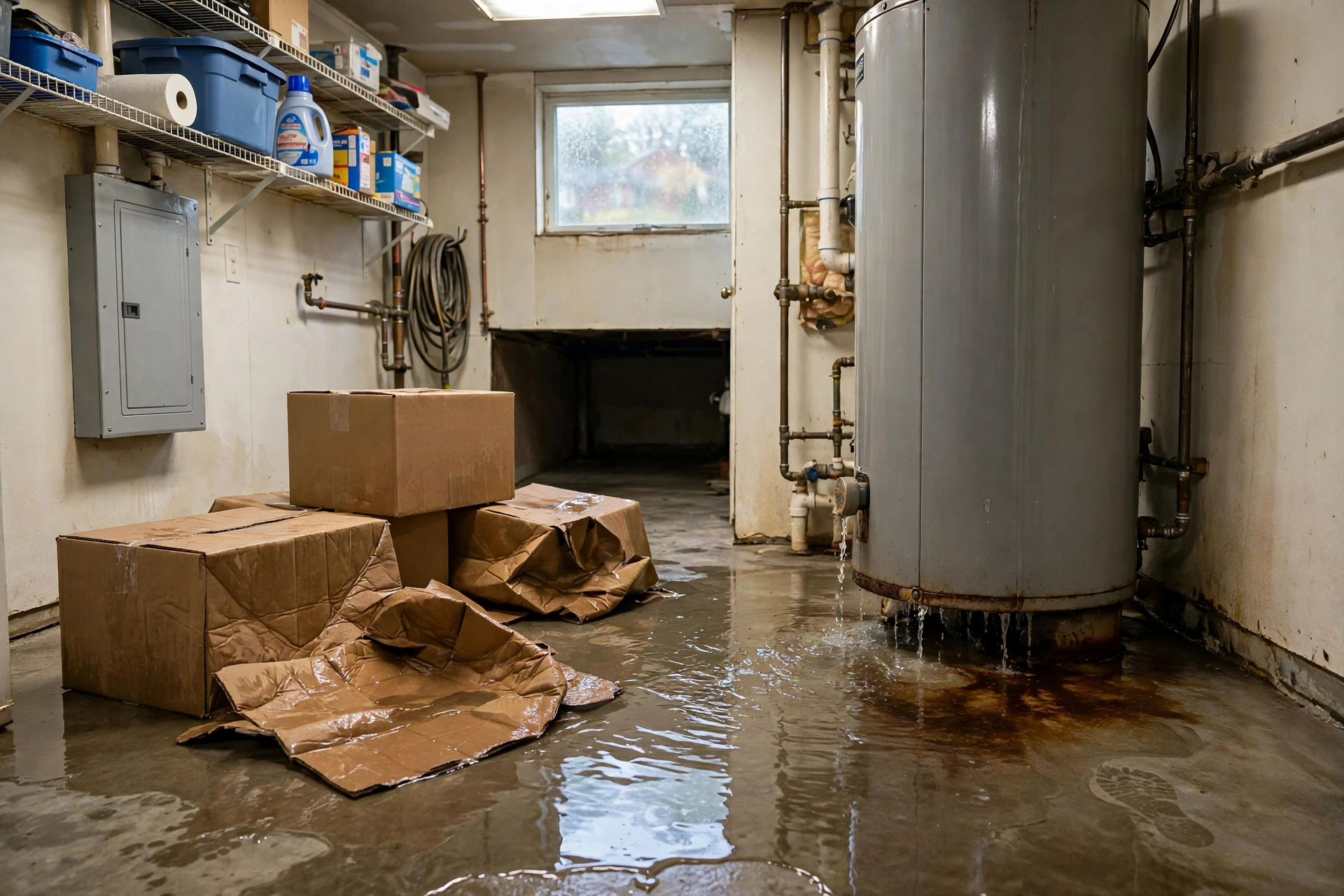 Before photo, Water Heater Leak Cleanup in Old Town Bowie, by Bowie Water Damage Restoration Company
